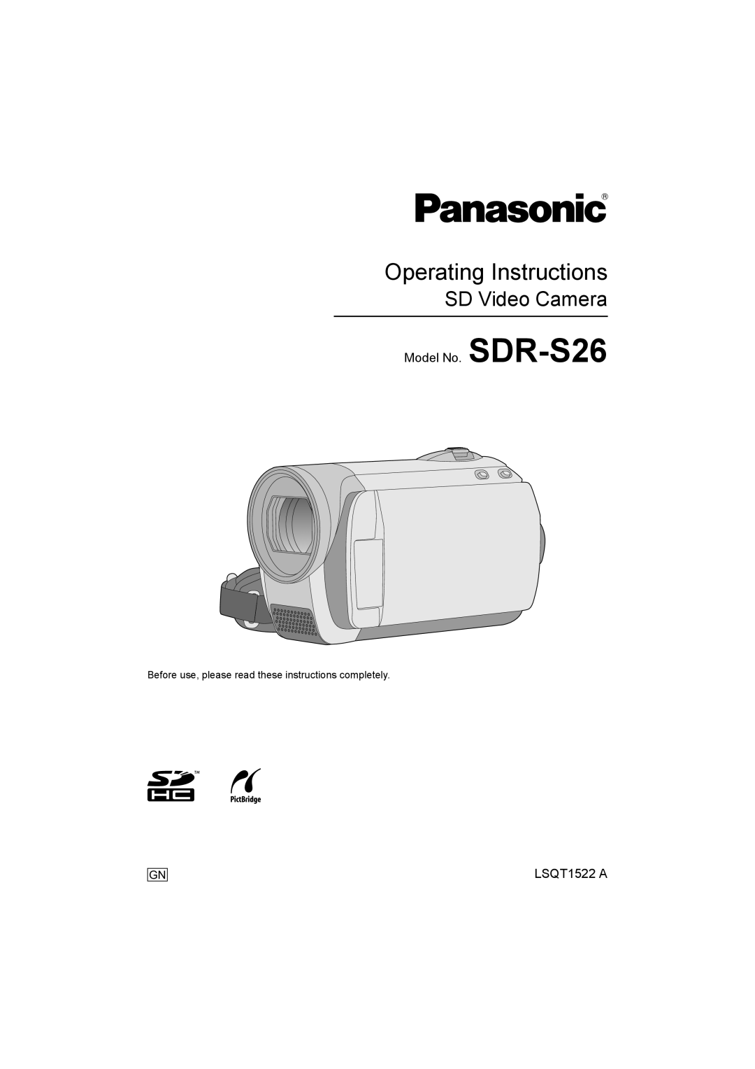 Panasonic SDR-S26 operating instructions Operating Instructions 