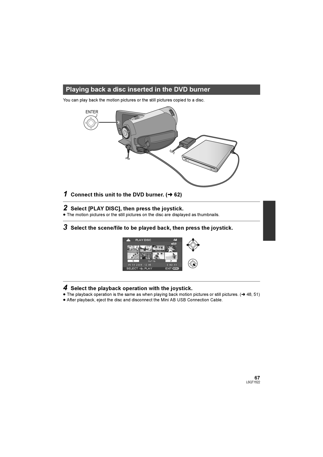 Panasonic SDR-S26 operating instructions Playing back a disc inserted in the DVD burner 