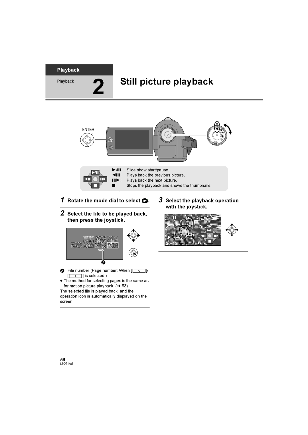 Panasonic SDR-S26PC operating instructions Still picture playback 