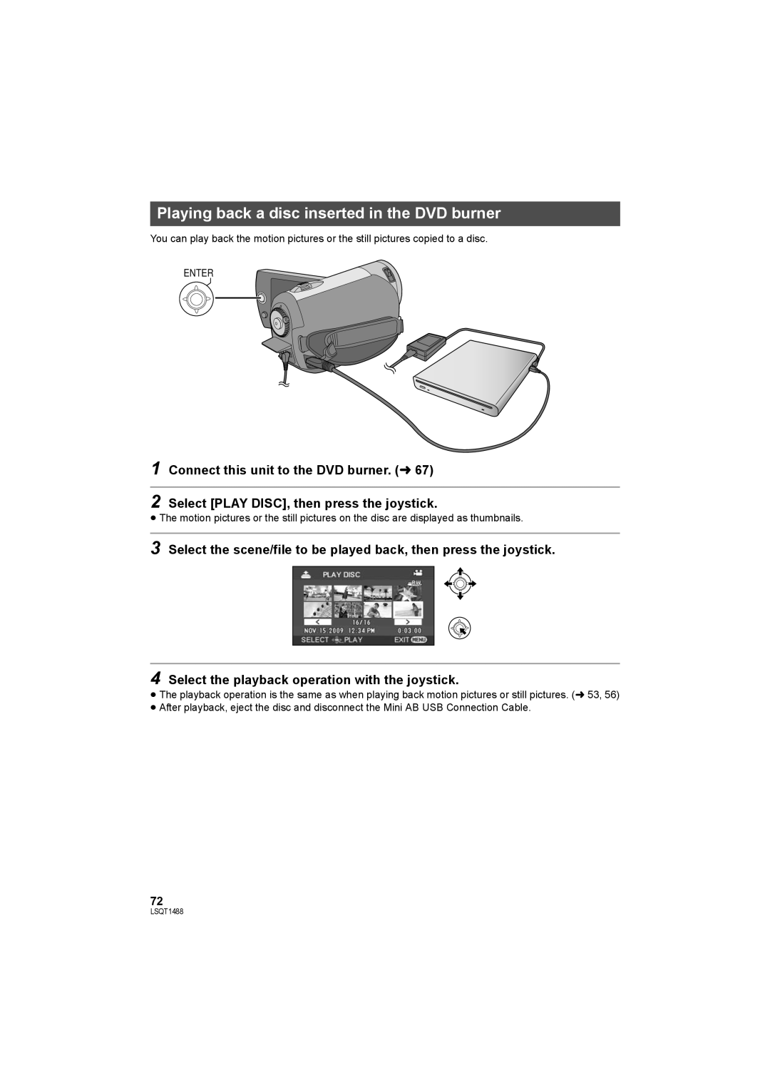 Panasonic SDR-S26PC operating instructions Playing back a disc inserted in the DVD burner 