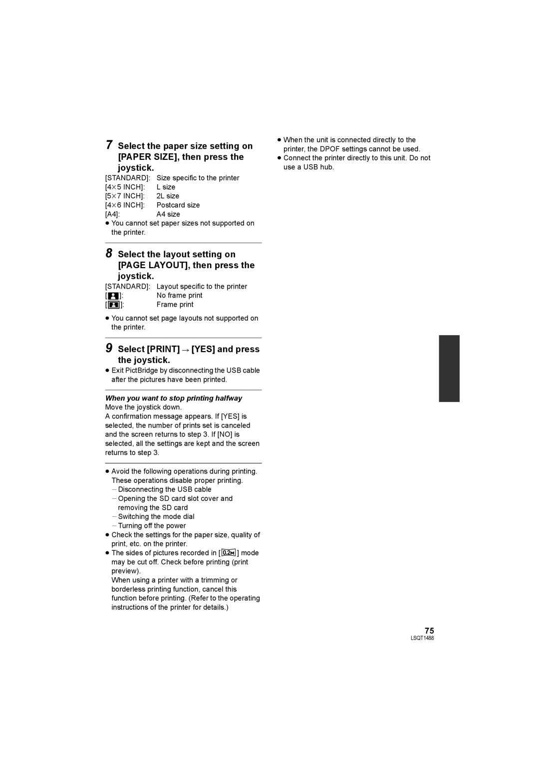 Panasonic SDR-S26PC operating instructions Select Print # YES and press the joystick, Standard 
