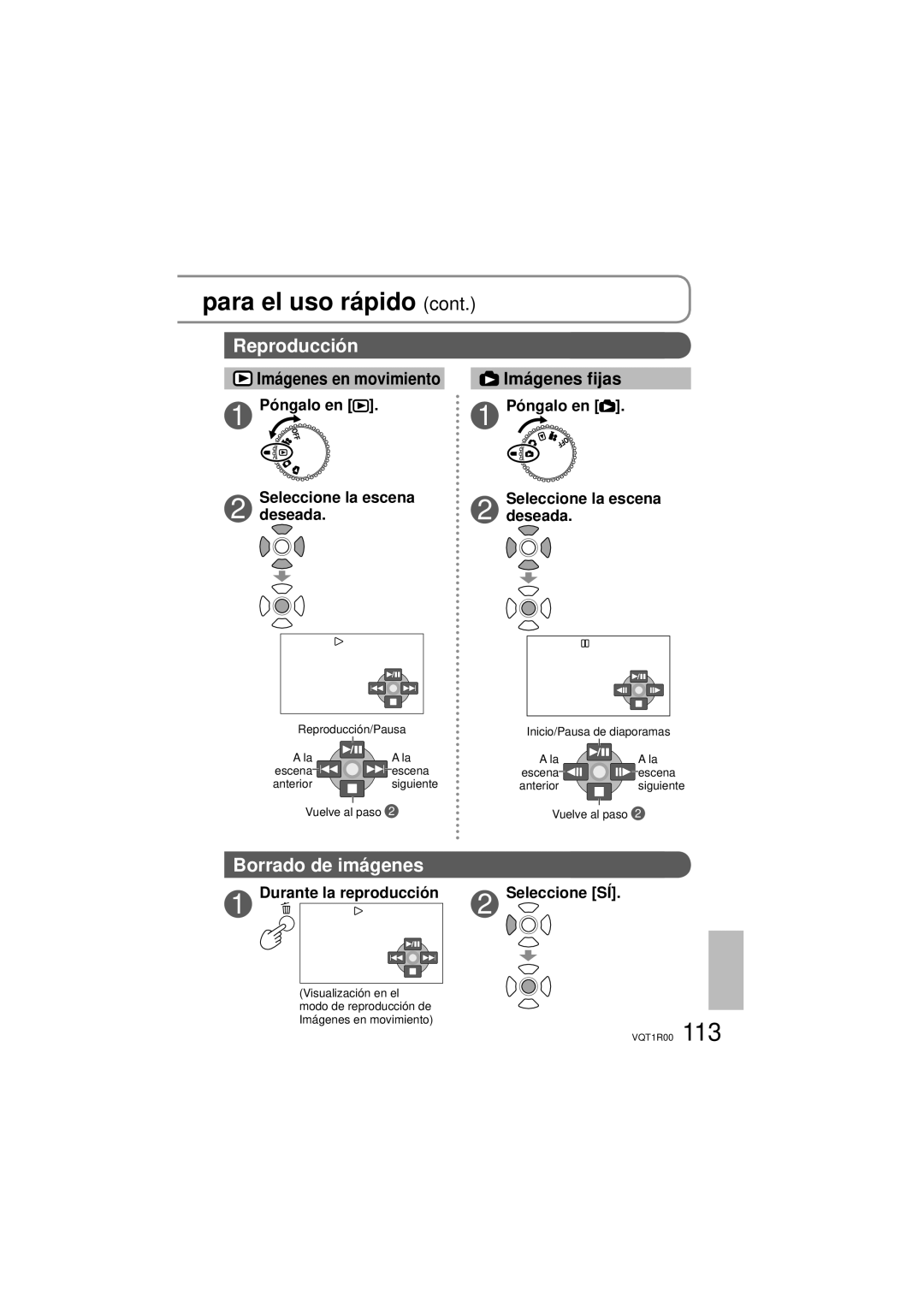 Panasonic SDR-S7P/PC operating instructions Imágenes en movimiento, Póngalo en, Durante la reproducción Seleccione SÍ 