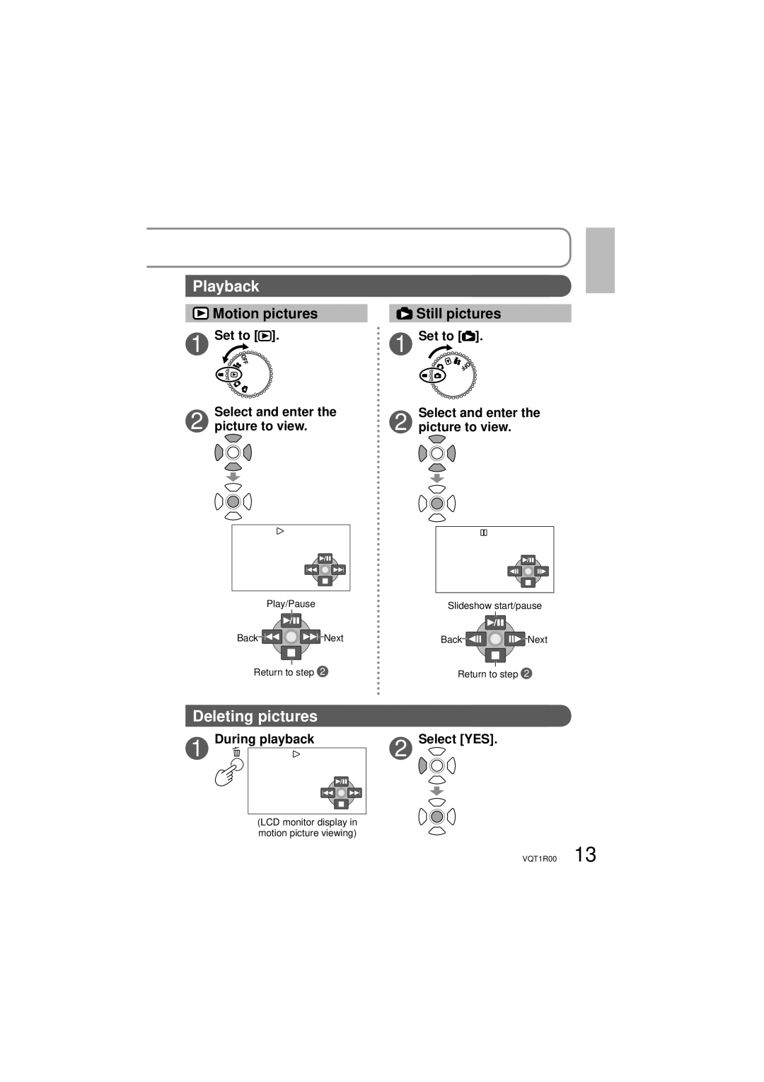 Panasonic SDR-S7P/PC operating instructions Set to Select and enter the picture to view, During playback 