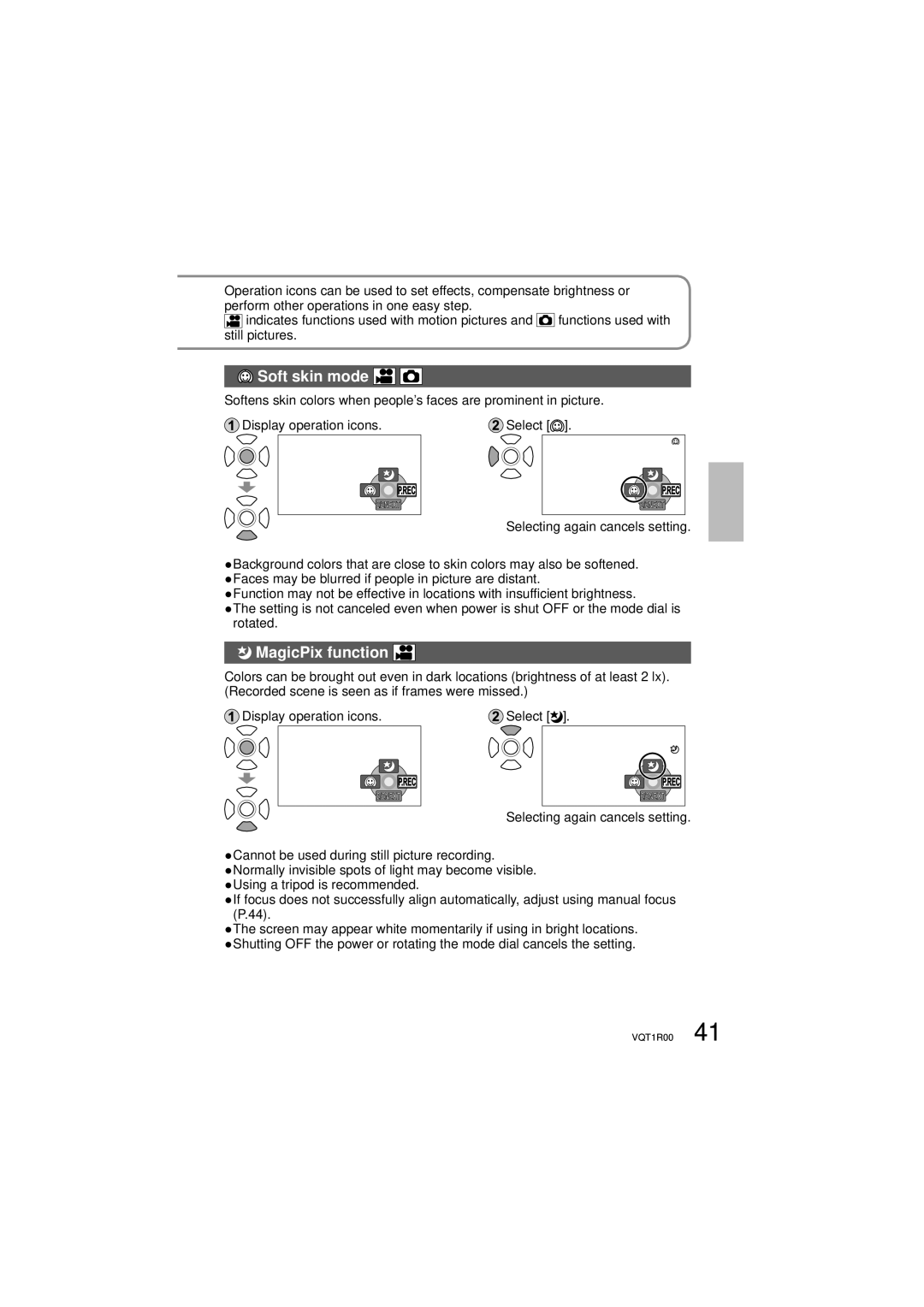 Panasonic SDR-S7P/PC operating instructions Soft skin mode, MagicPix function 