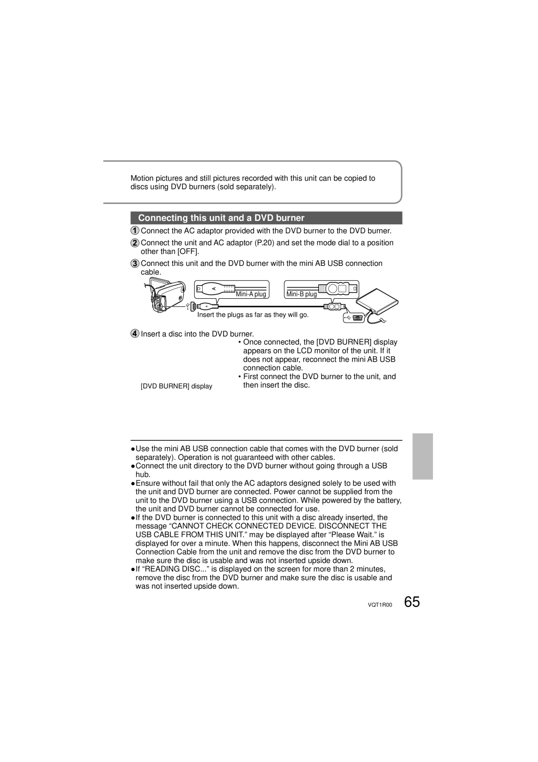 Panasonic SDR-S7P/PC operating instructions Connecting this unit and a DVD burner 