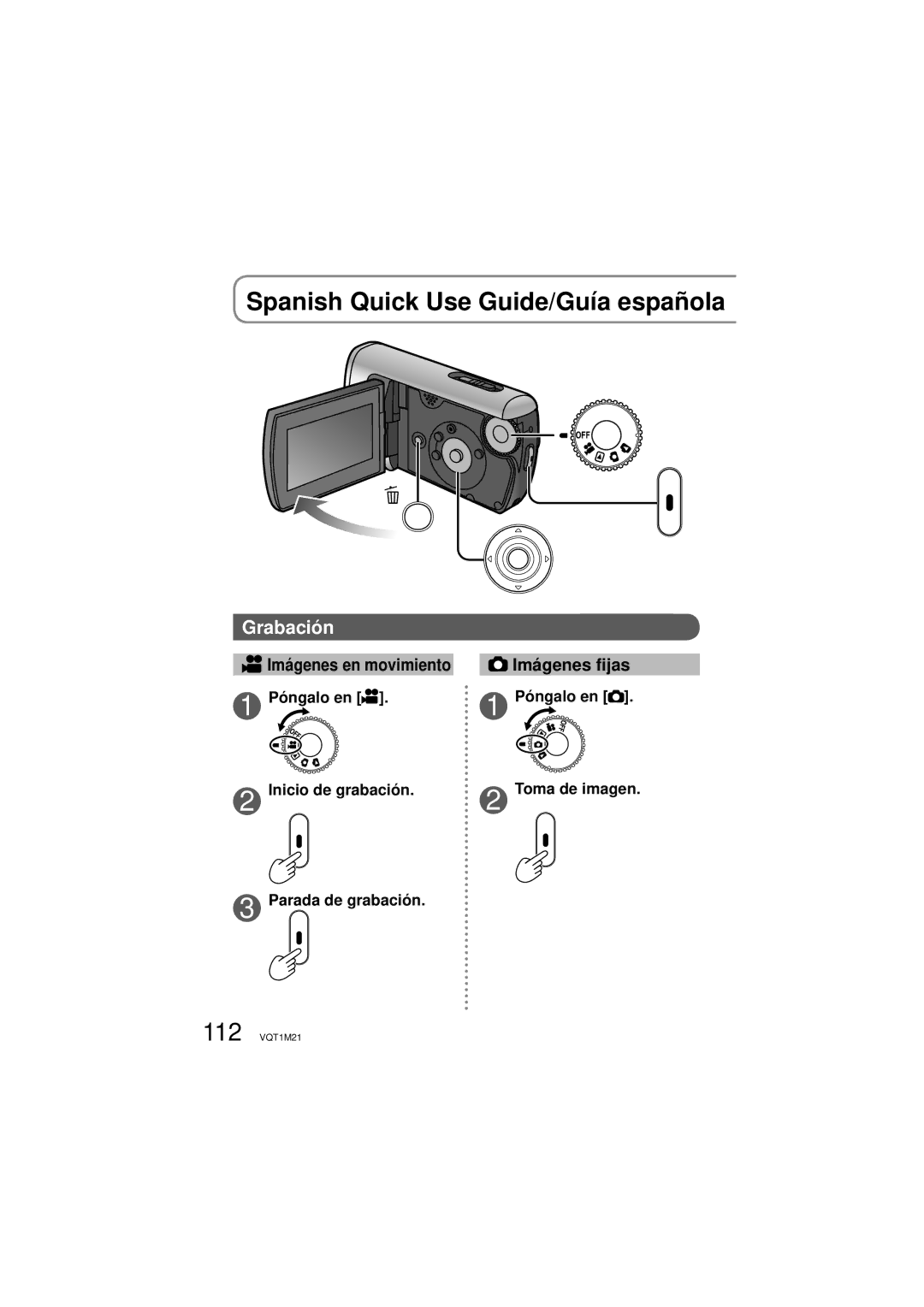 Panasonic SDR-SW20P operating instructions Grabación, Imágenes en movimiento 