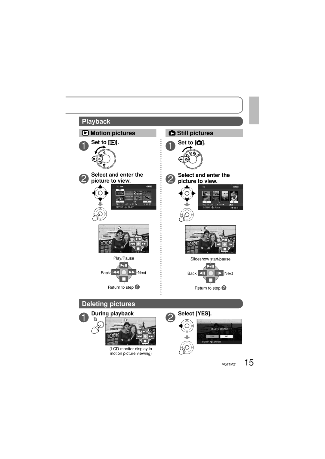 Panasonic SDR-SW20P operating instructions Set to Select and enter the picture to view, During playback 