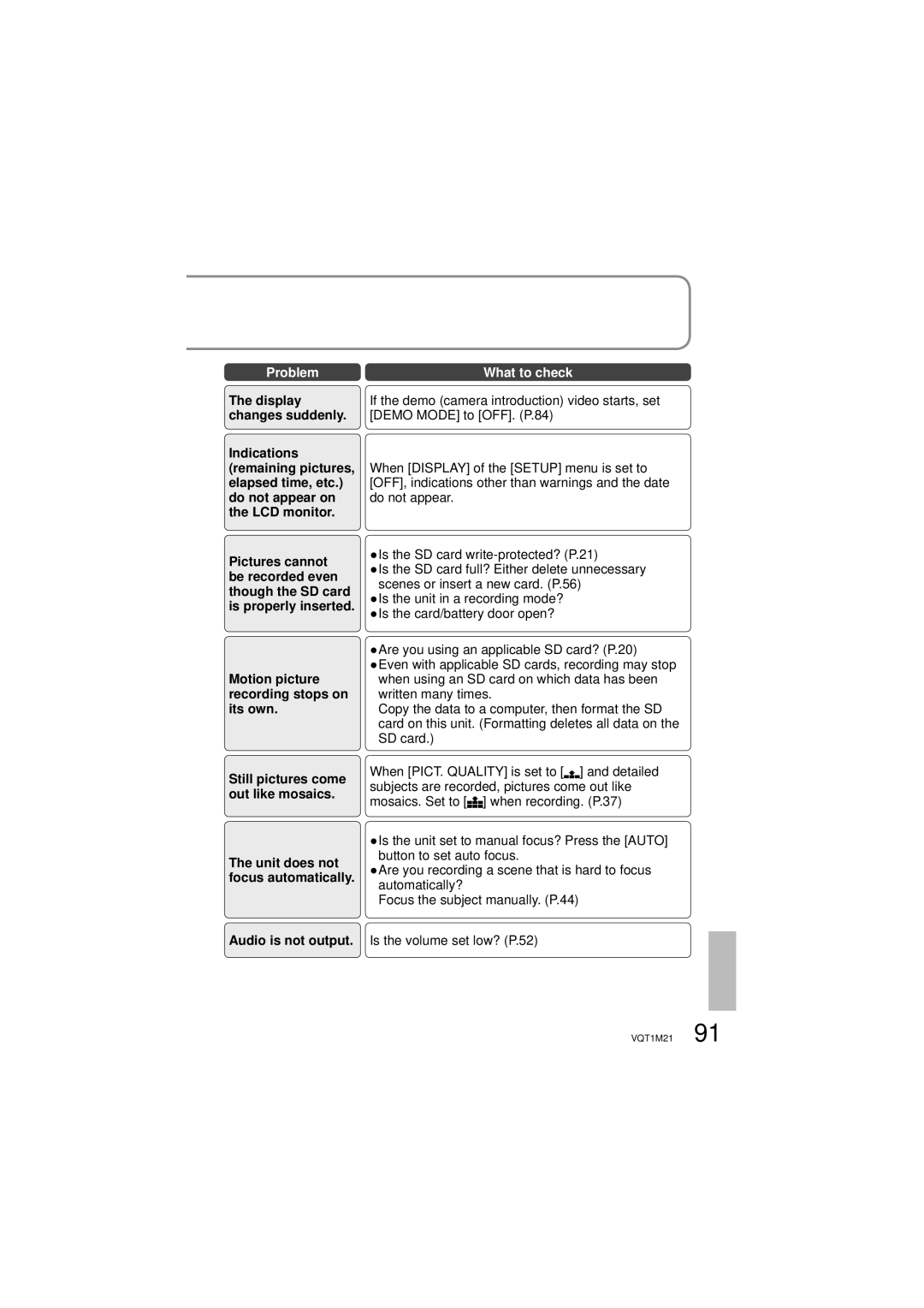 Panasonic SDR-SW20P operating instructions Motion picture recording stops on its own 