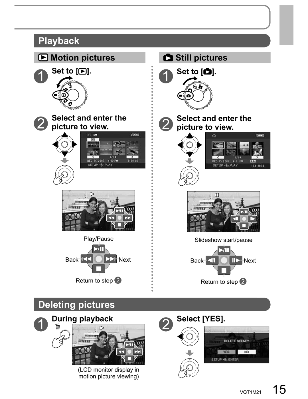 Panasonic SDR-SW20PC operating instructions Set to Select and enter Picture to view, During playback 