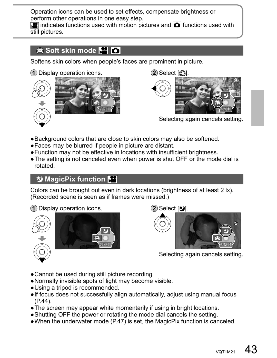 Panasonic SDR-SW20PC operating instructions Soft skin mode, MagicPix function 