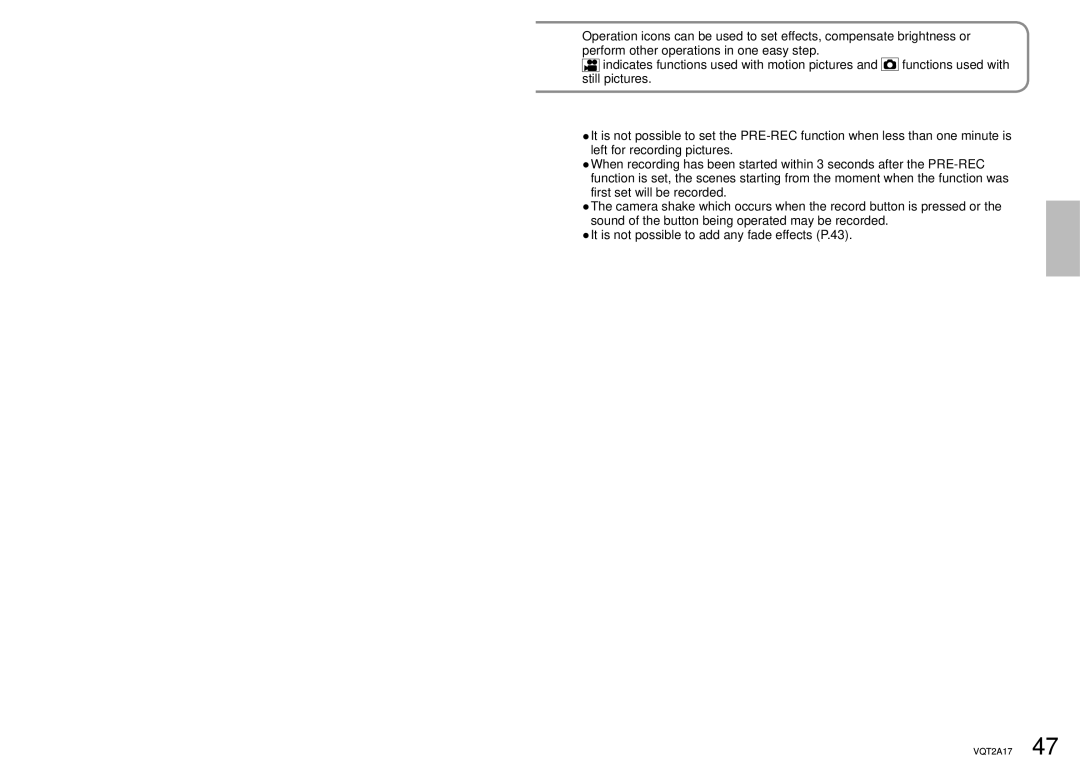 Panasonic SDR-SW21PC operating instructions PRE-REC function, Aim this unit at the subject and position it securely 