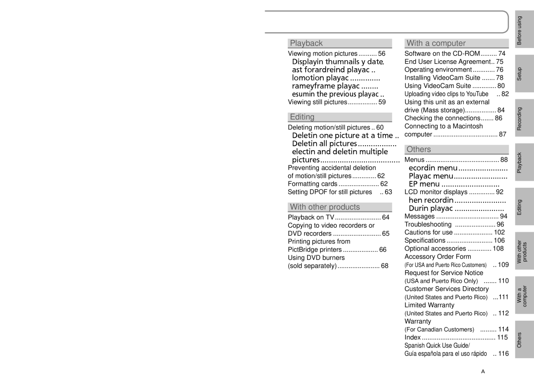 Panasonic SDR-SW21PC operating instructions Contents 