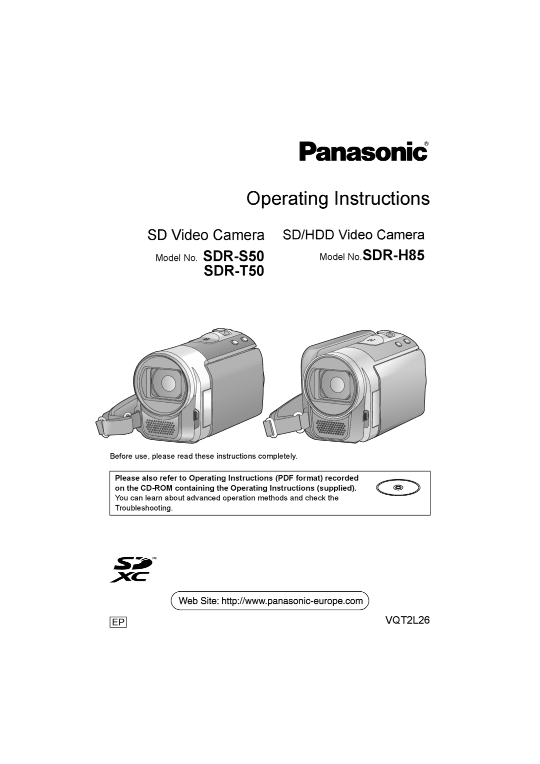 Panasonic SDR-S50 operating instructions Operating Instructions, Before use, please read these instructions completely 