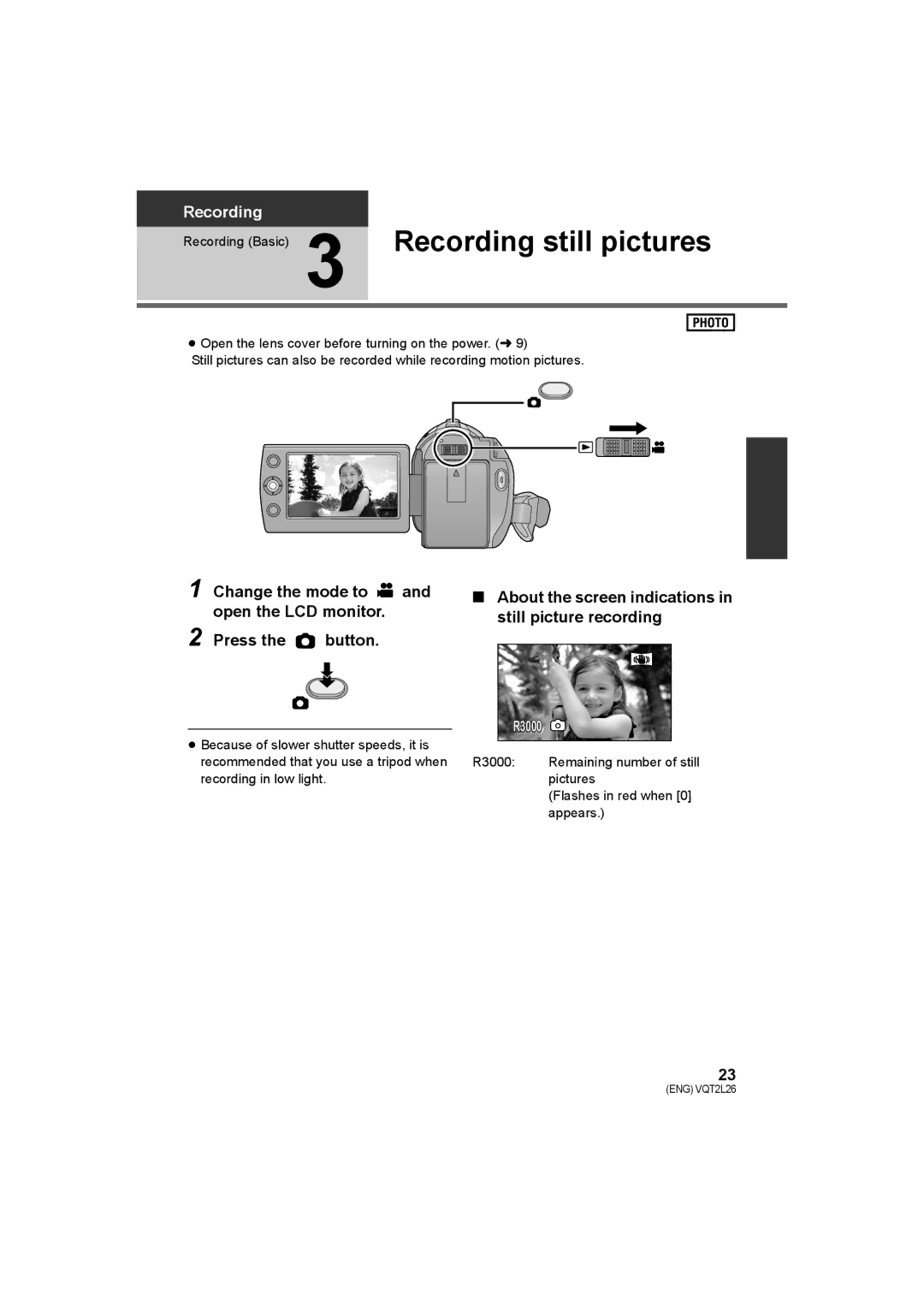 Panasonic SDR-H85 Recording Basic 3 Recording still pictures, About the screen indications in still picture recording 