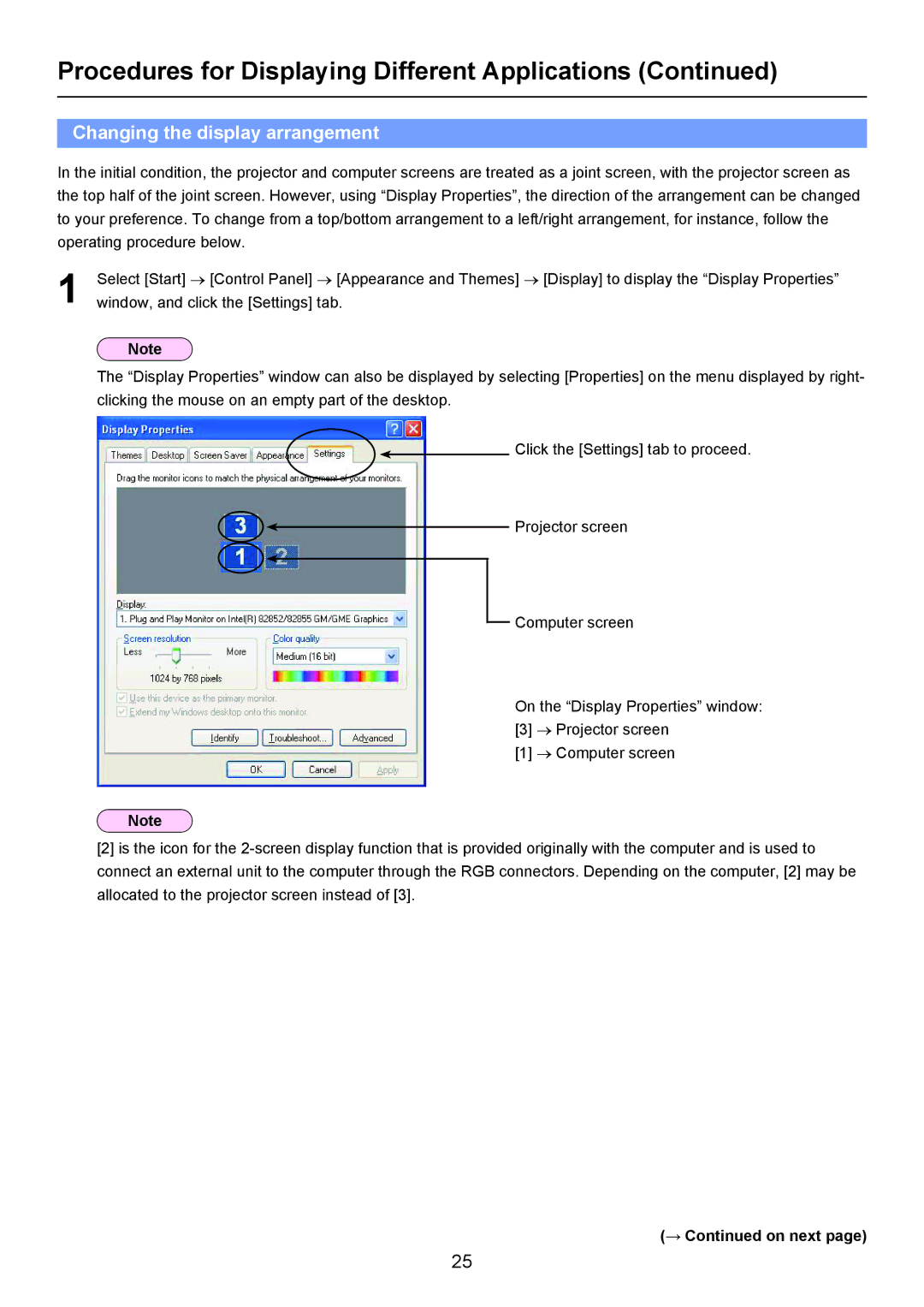 Panasonic Secondary Display Transmission Function manual Changing the display arrangement 