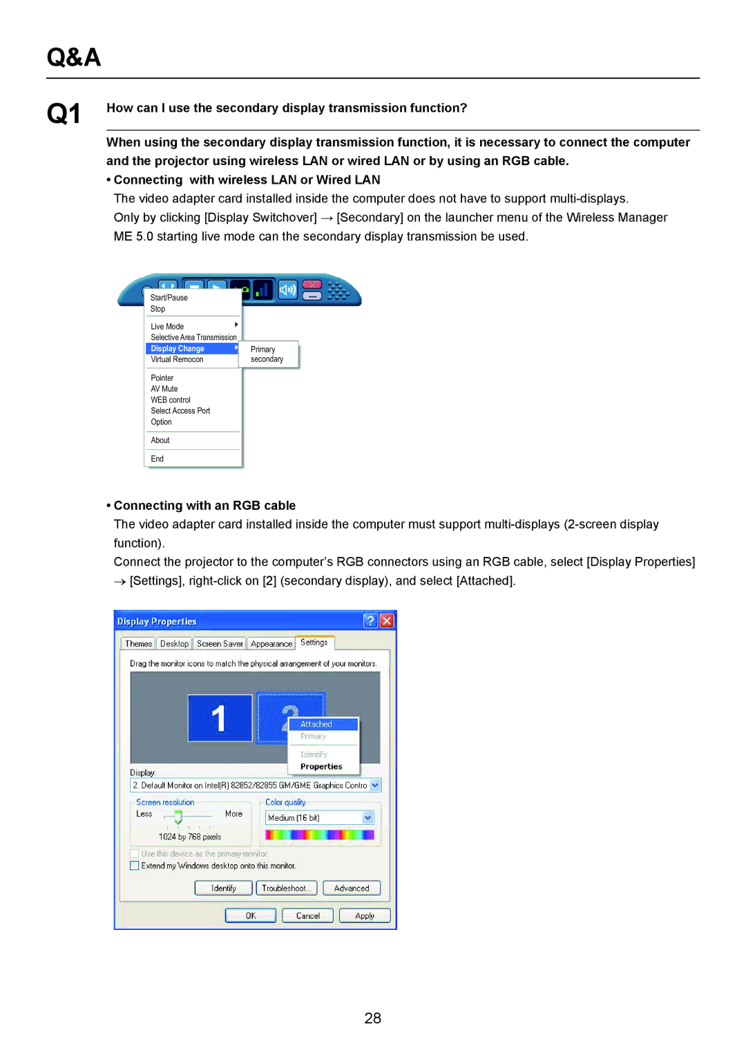 Panasonic Secondary Display Transmission Function manual How can I use the secondary display transmission function? 