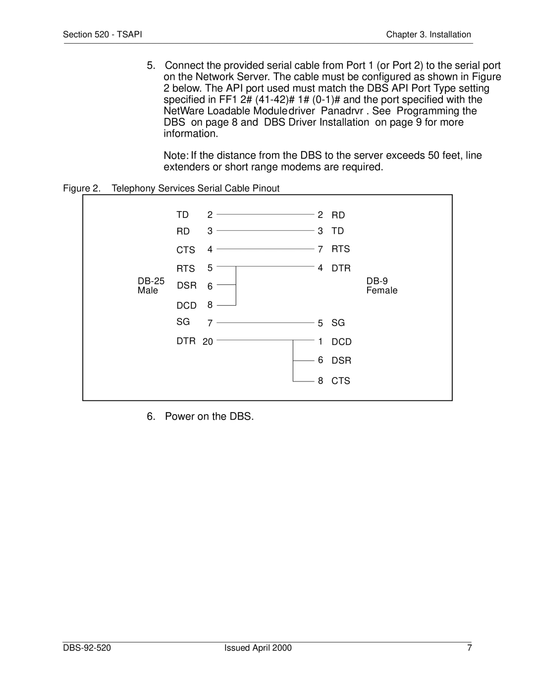 Panasonic Section 520 manual Power on the DBS 