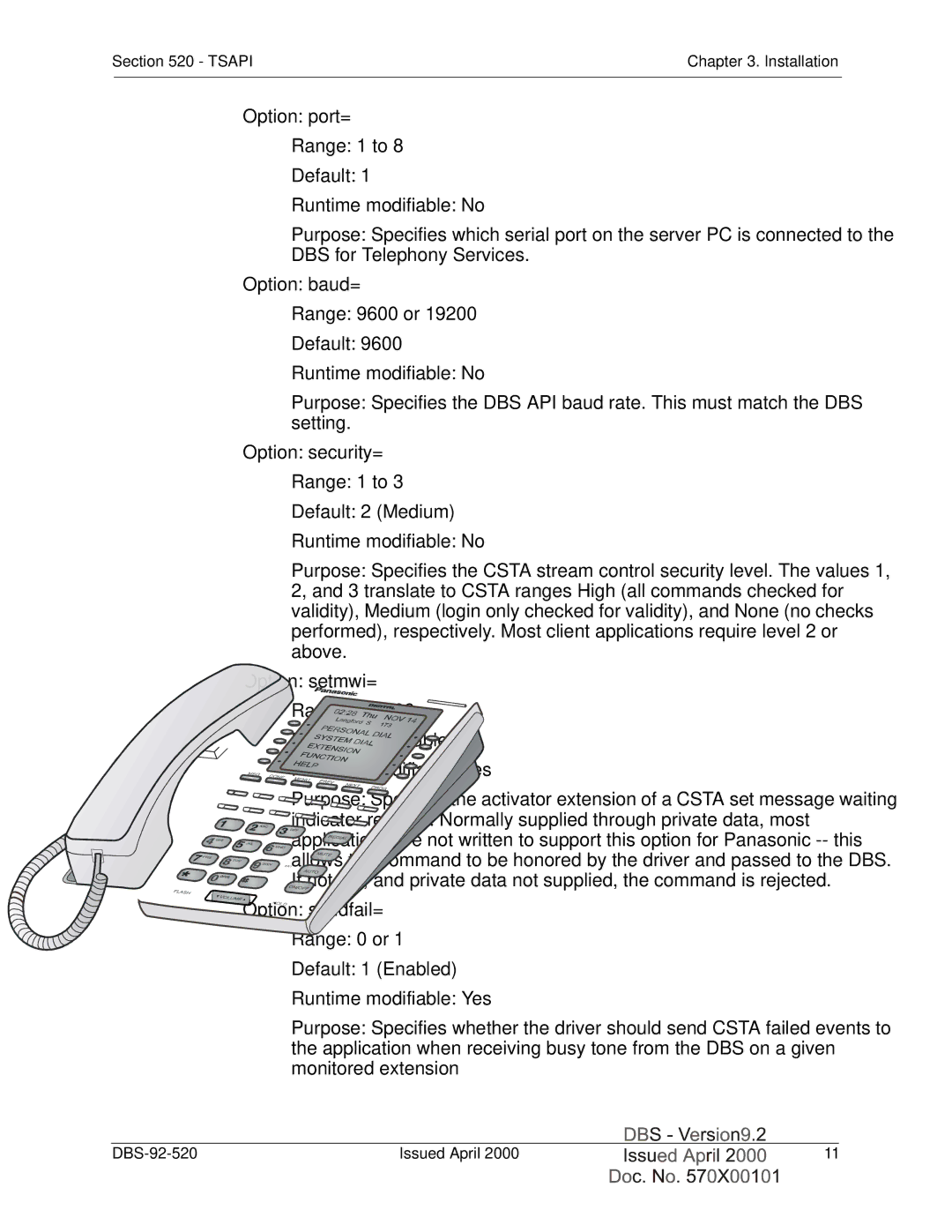 Panasonic Section 520 manual Option port= 