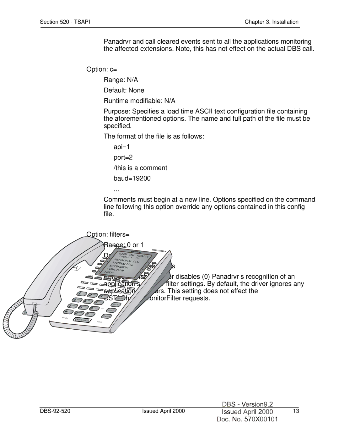 Panasonic Section 520 manual Option c= 