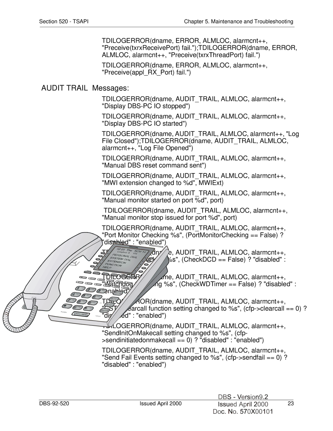 Panasonic Section 520 manual Audit Trail Messages 