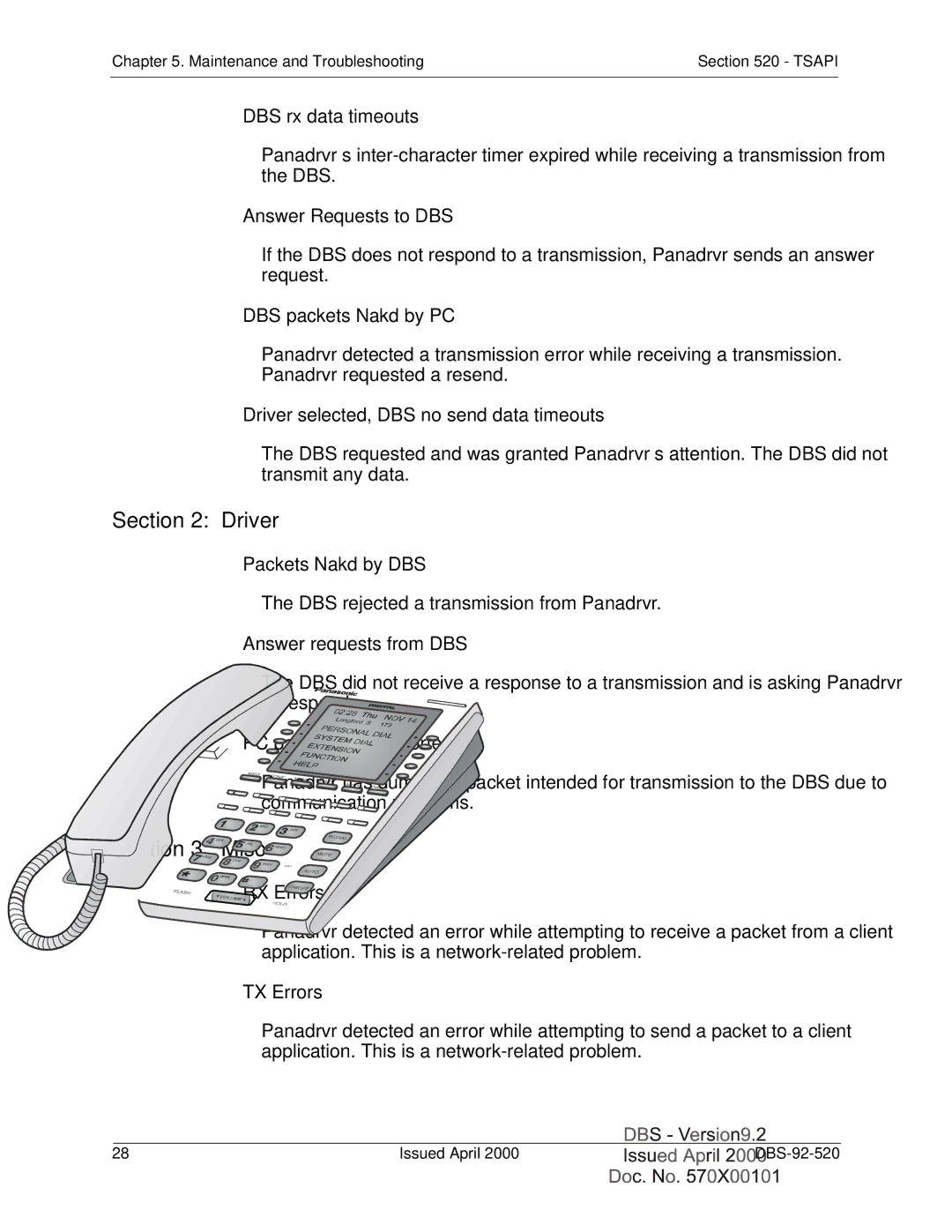 Panasonic Section 520 manual Driver, Misc 