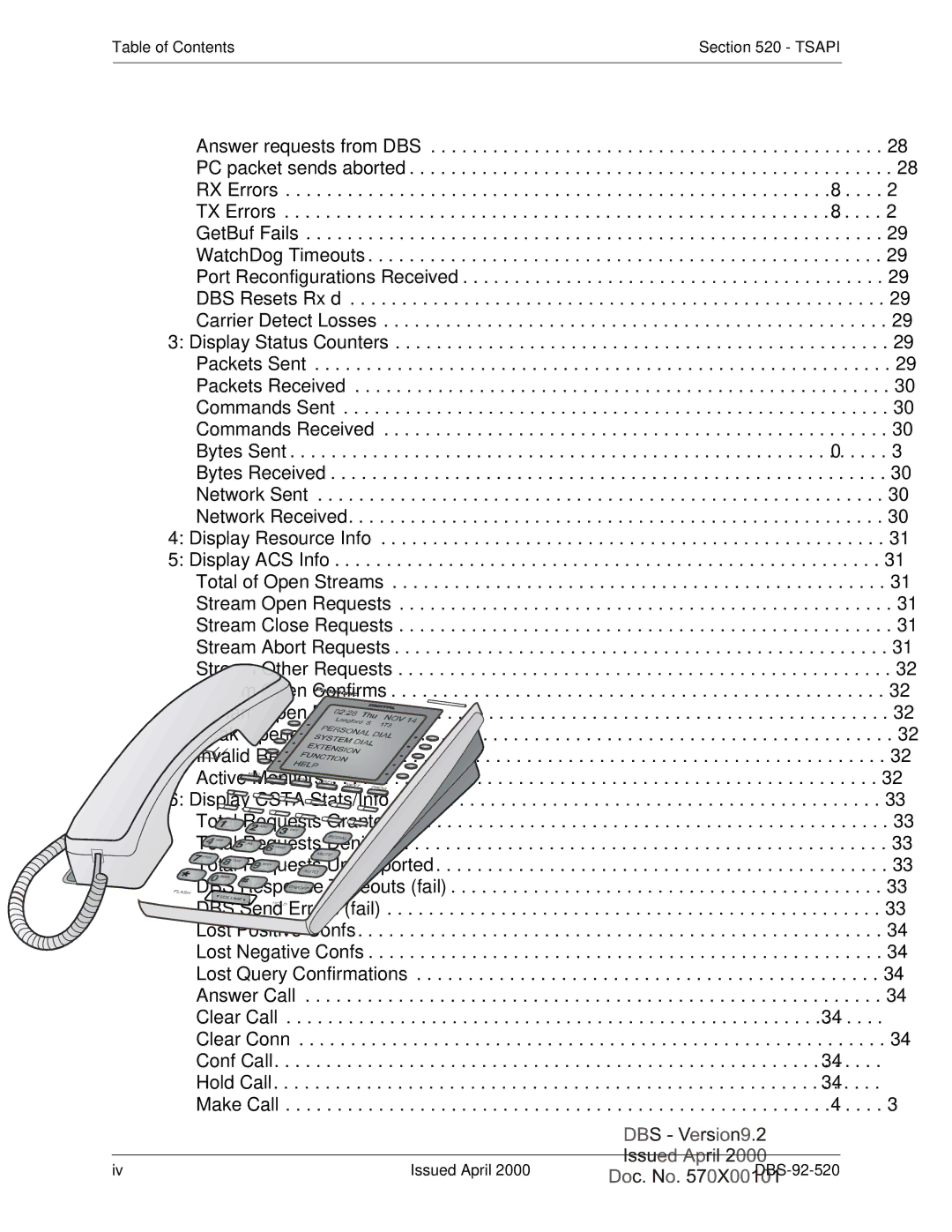 Panasonic Section 520 manual Table of Contents Tsapi 