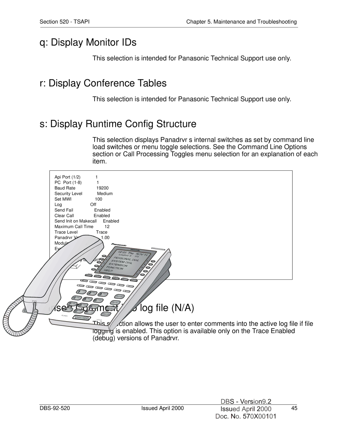 Panasonic Section 520 manual Display Monitor IDs, Display Conference Tables, Display Runtime Config Structure 