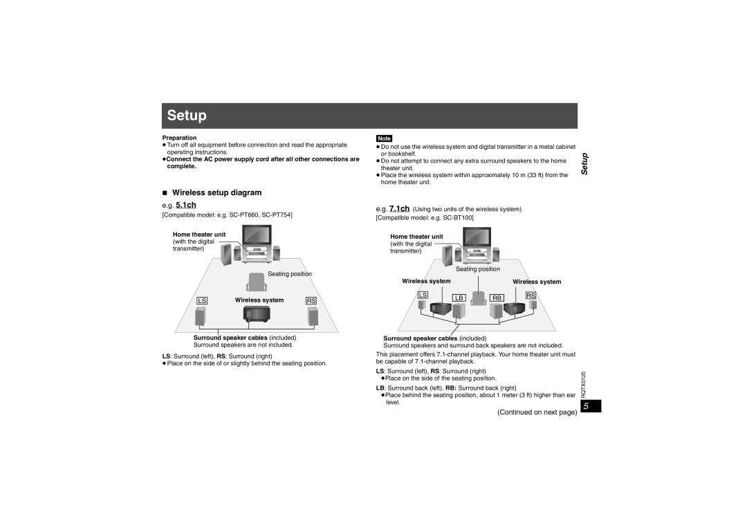 Panasonic SH-FX67 important safety instructions Setup, Wireless setup diagram 