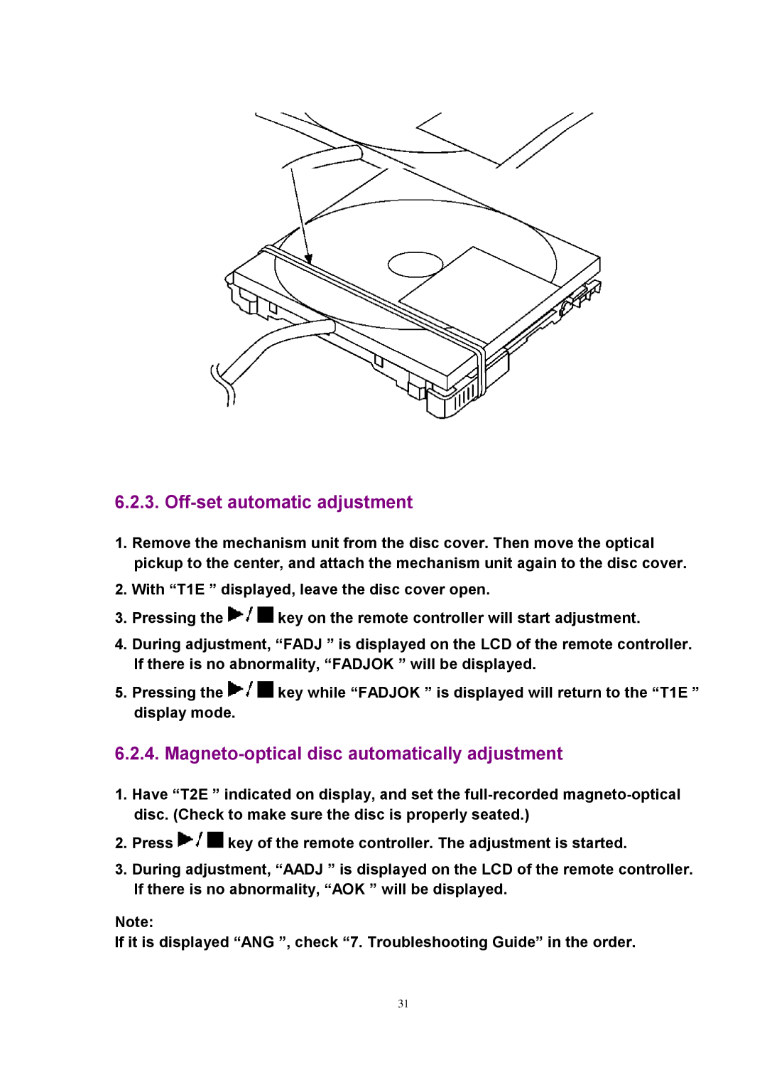 Panasonic SJ-MJ88 manual Off-set automatic adjustment 