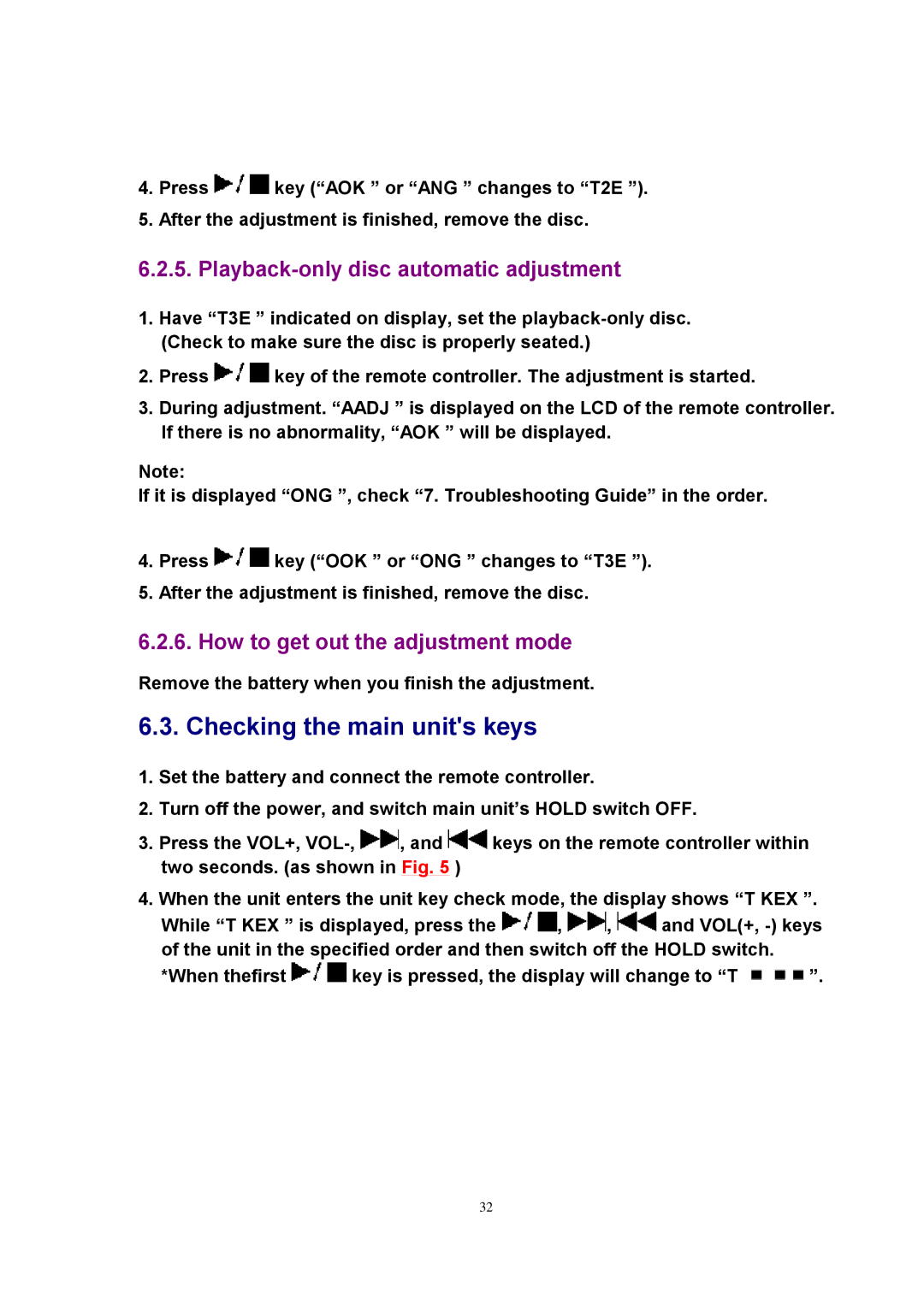 Panasonic SJ-MJ88 manual Checking the main units keys 