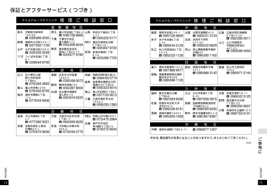 Panasonic SJ-MR220 manual 保証とアフターサービス（つづき） 