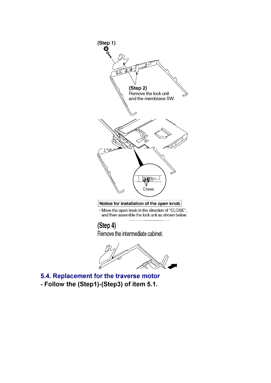 Panasonic SJ-MR230DGK specifications Replacement for the traverse motor Follow the of item 