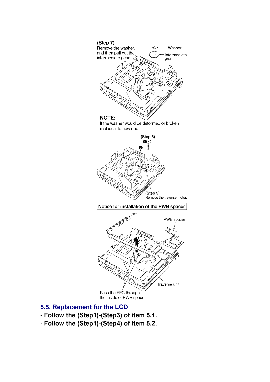 Panasonic SJ-MR230DGK specifications Replacement for the LCD 