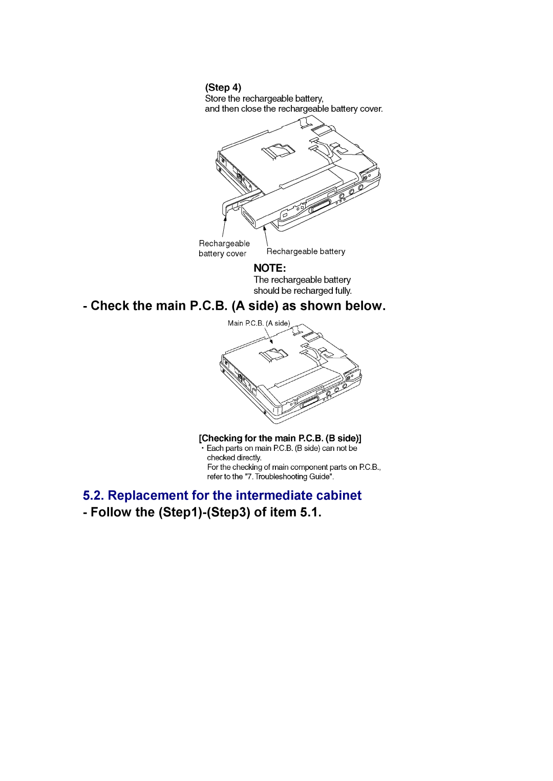 Panasonic SJ-MR230DGK specifications Check the main P.C.B. a side as shown below 