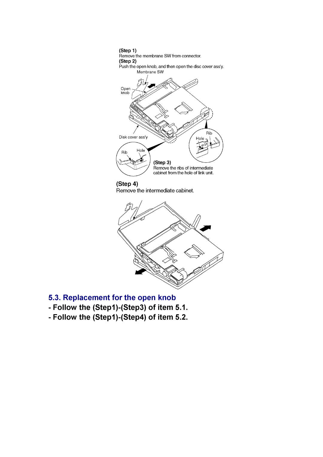 Panasonic SJ-MR230DGK specifications Replacement for the open knob 