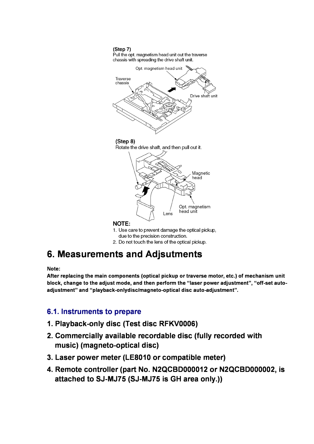 Panasonic SJ-MR230DGK specifications Measurements and Adjsutments, Instruments to prepare 