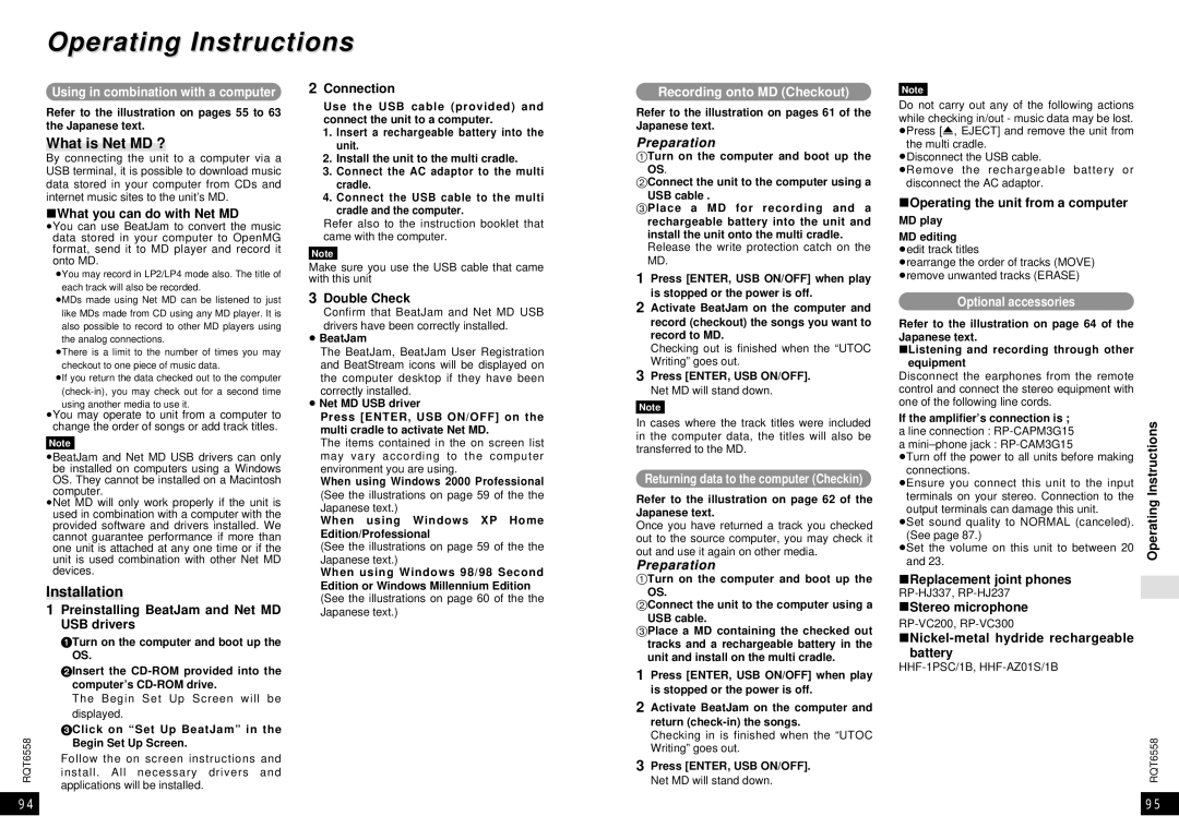 Panasonic SJ-MR250 manual What is Net MD ?, Installation 