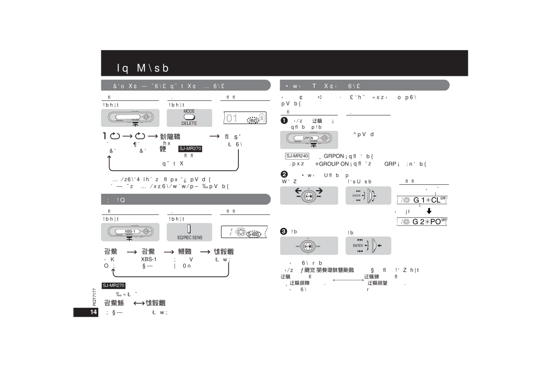 Panasonic SJ-MR270, SJ-MR240 もっと使いこなす, 音質を変える, 好みのグループから聞く（グループ再生）, 停止中、［Play Mode, Rec Pause］リモコンを押し続けるたびに 