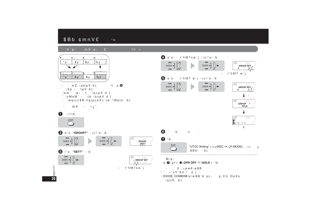 Panasonic SJ-MR270, SJ-MR240 operating instructions 連続した曲でグループをつくる（グループ） 最大99個, グループをつくる グループセット 