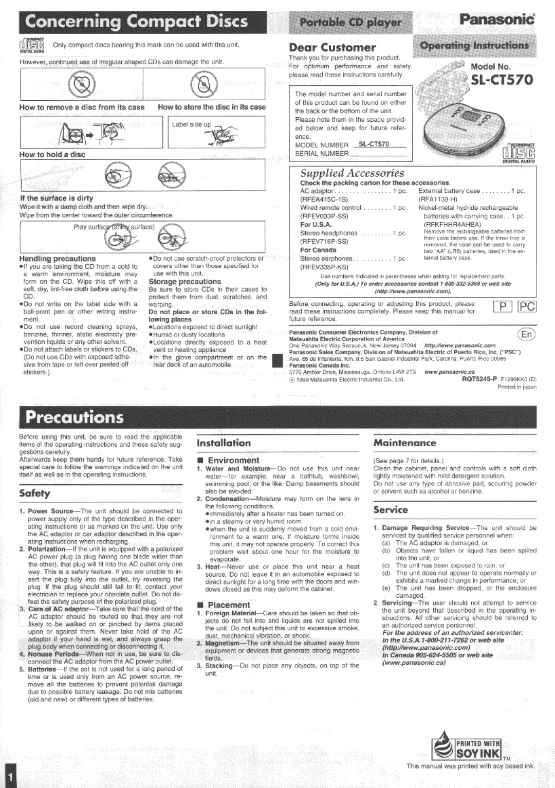 Panasonic SL-CT570 manual 