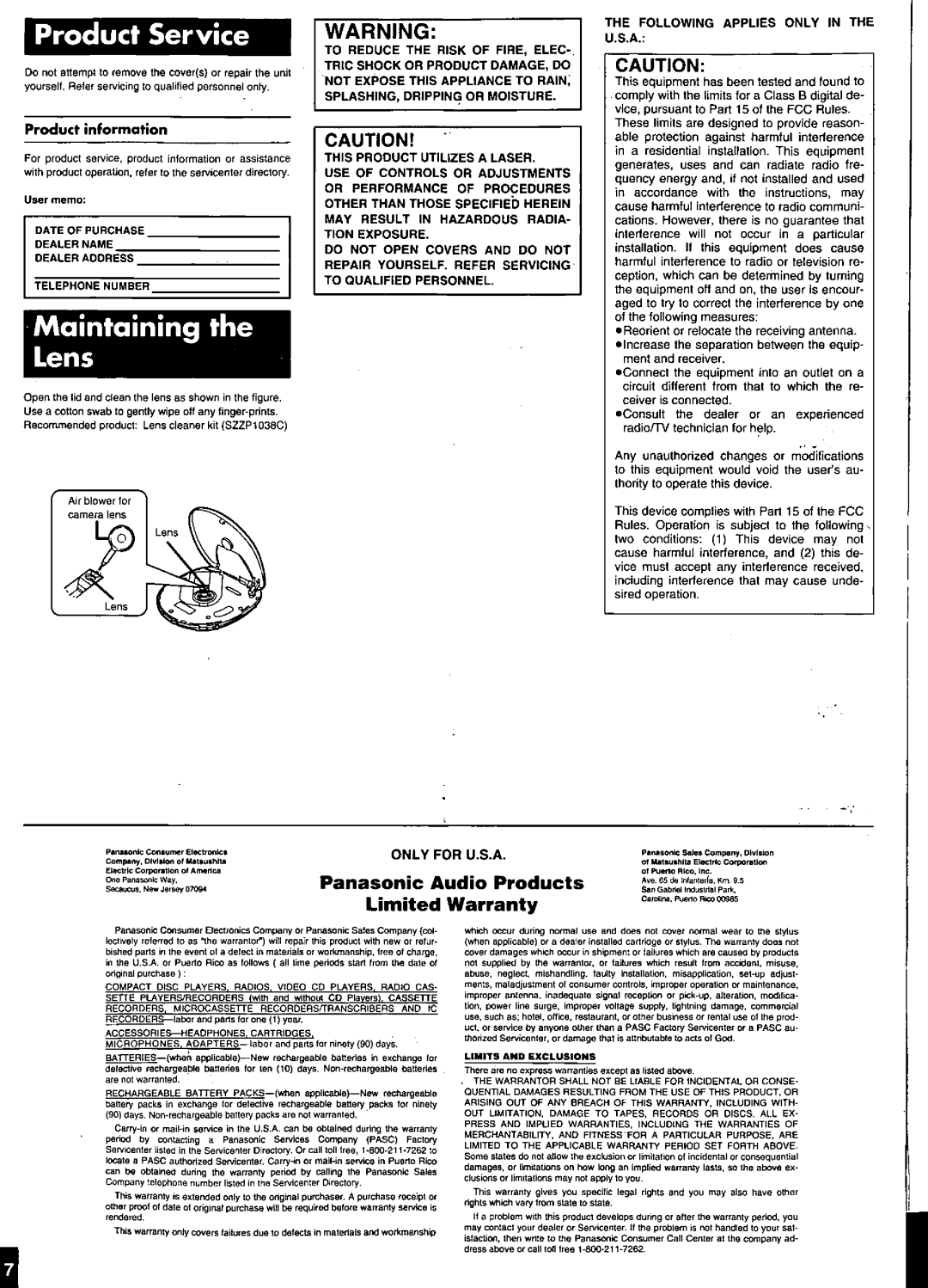 Panasonic SL-CT570 manual 