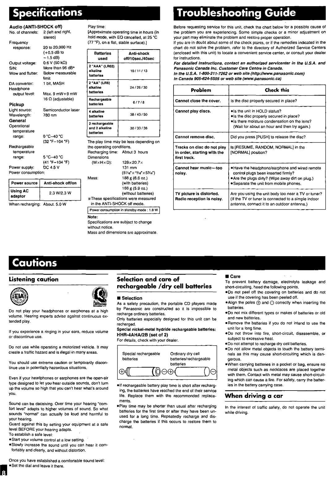 Panasonic SL-CT570 manual 