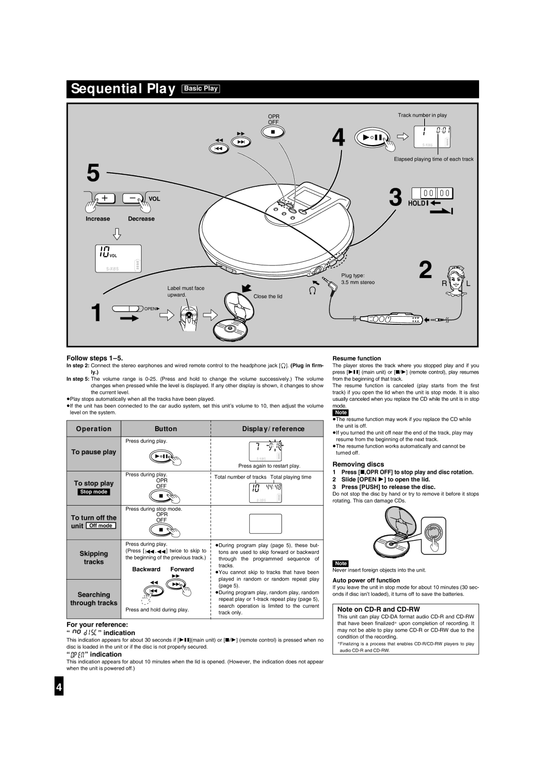 Panasonic SL-CT580 operating instructions Sequential Play 