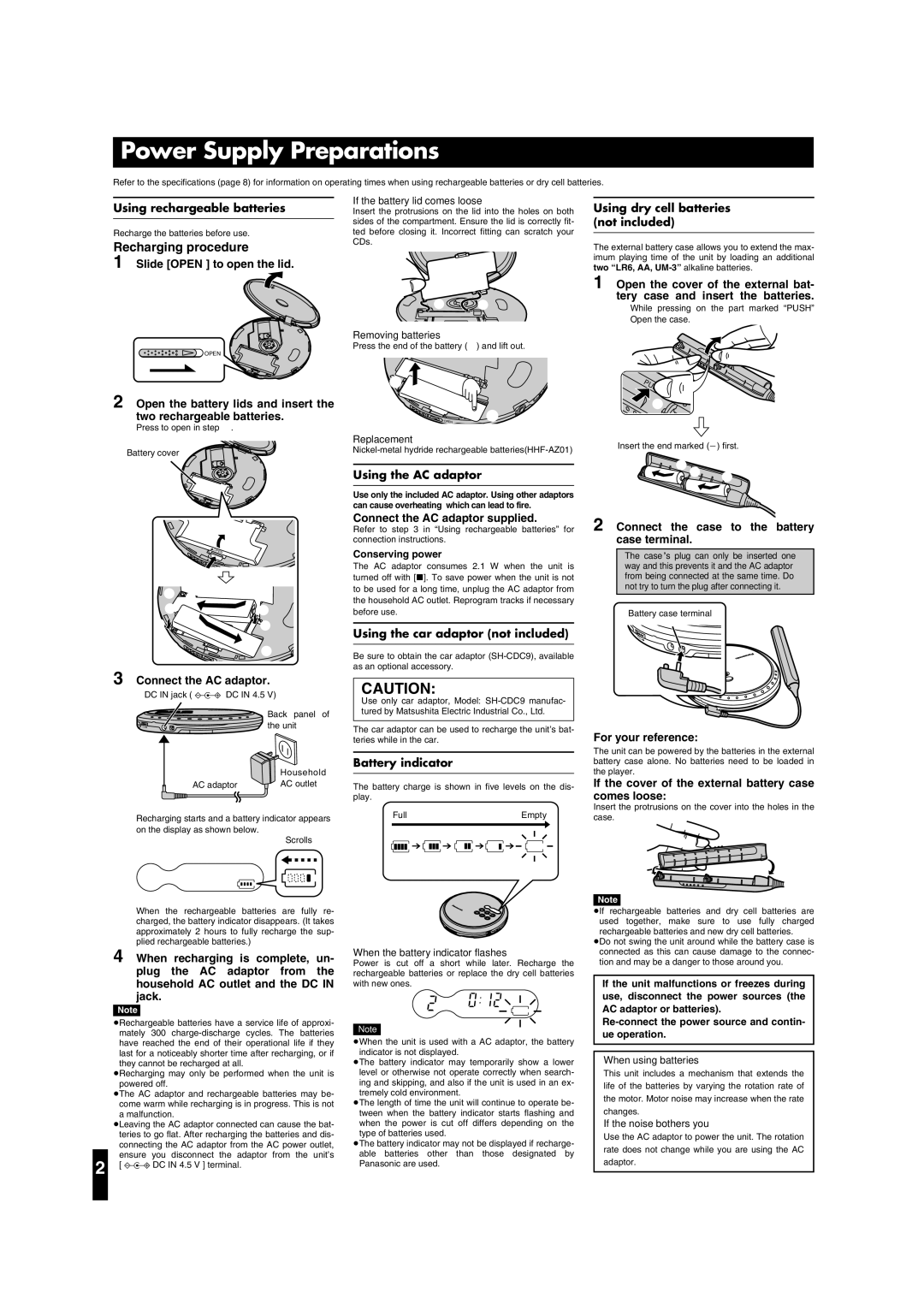 Panasonic SL-CT590 operating instructions Power Supply Preparations 