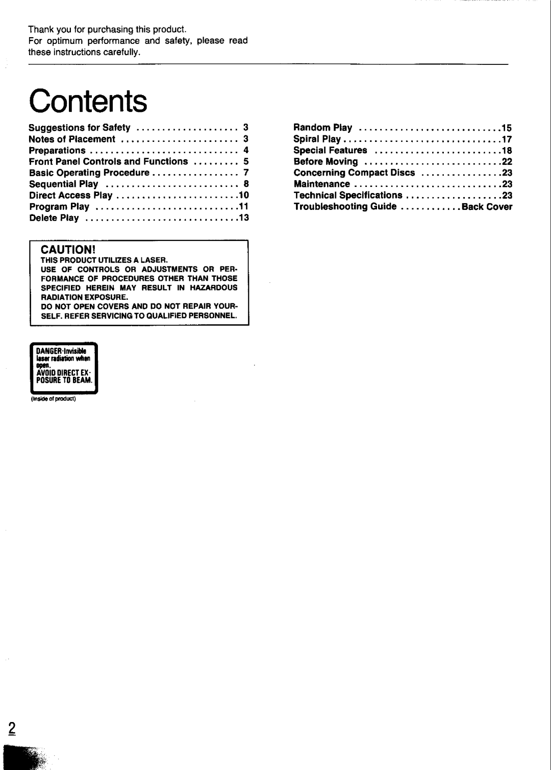 Panasonic SL-PD347 manual 