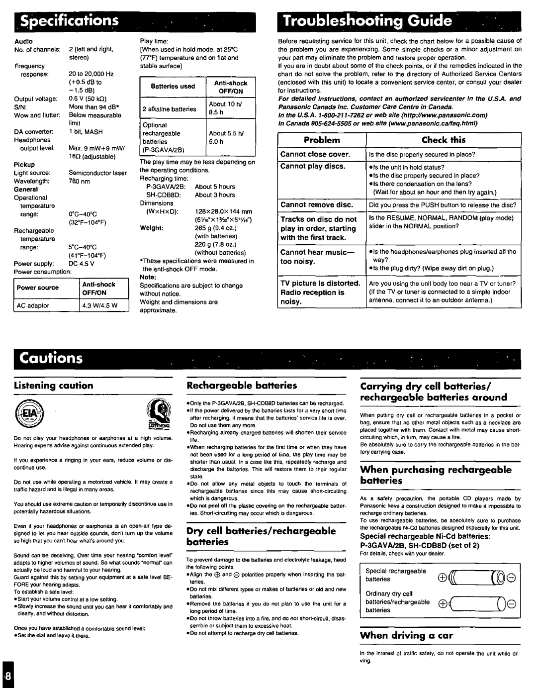 Panasonic SL-S202 manual 