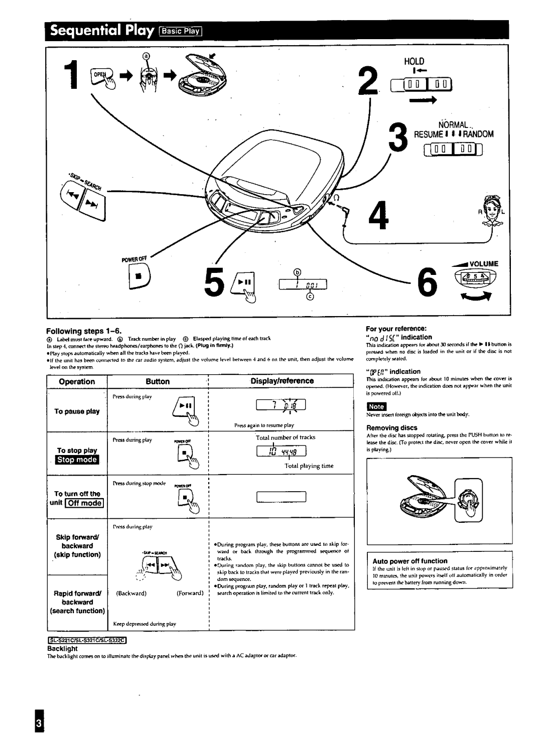 Panasonic SLS332C, SL-S230, SLS225, SLS321C, SLS221C, SLS220 manual 