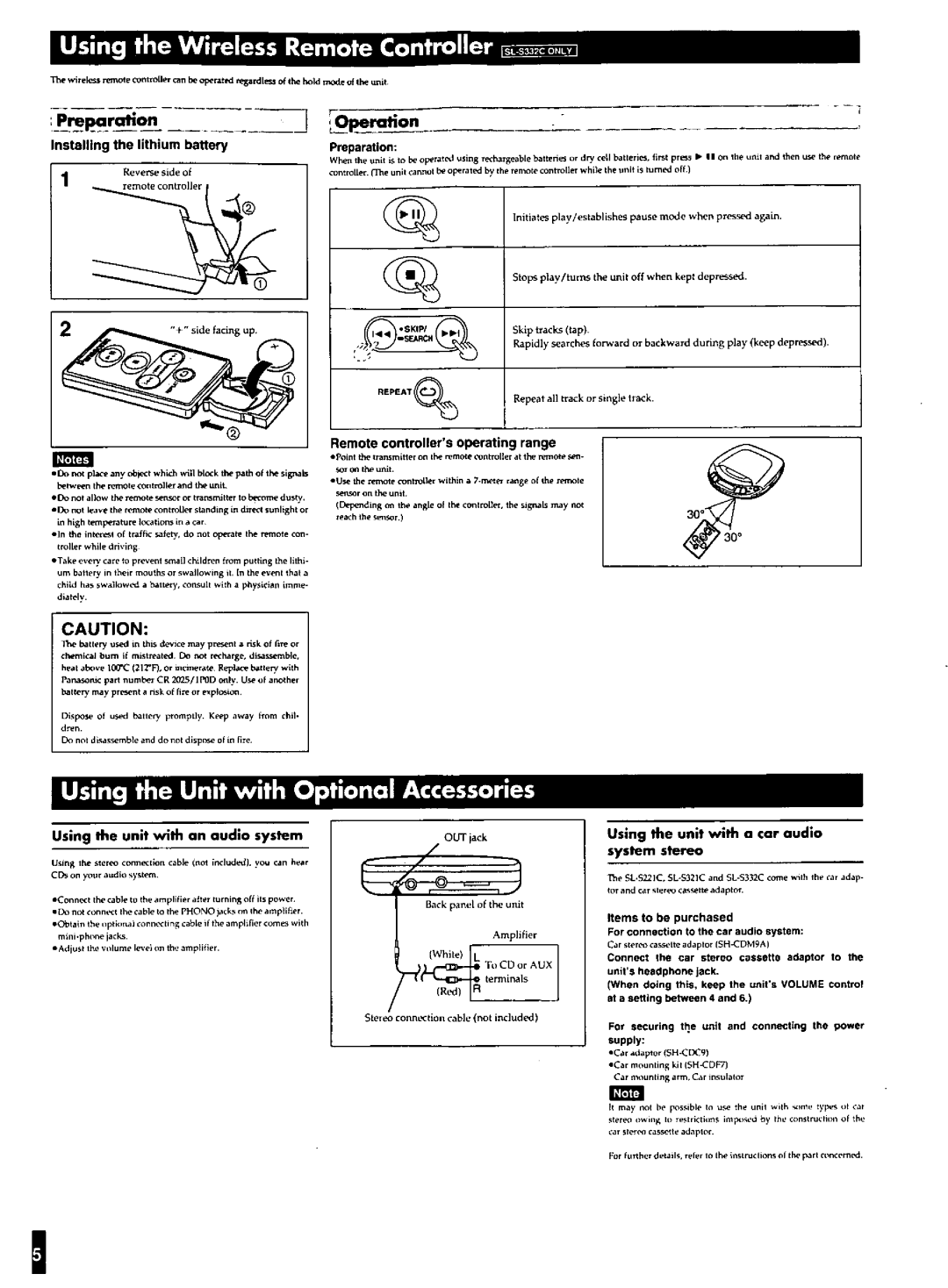 Panasonic SLS220, SL-S230, SLS225, SLS321C, SLS332C, SLS221C manual 