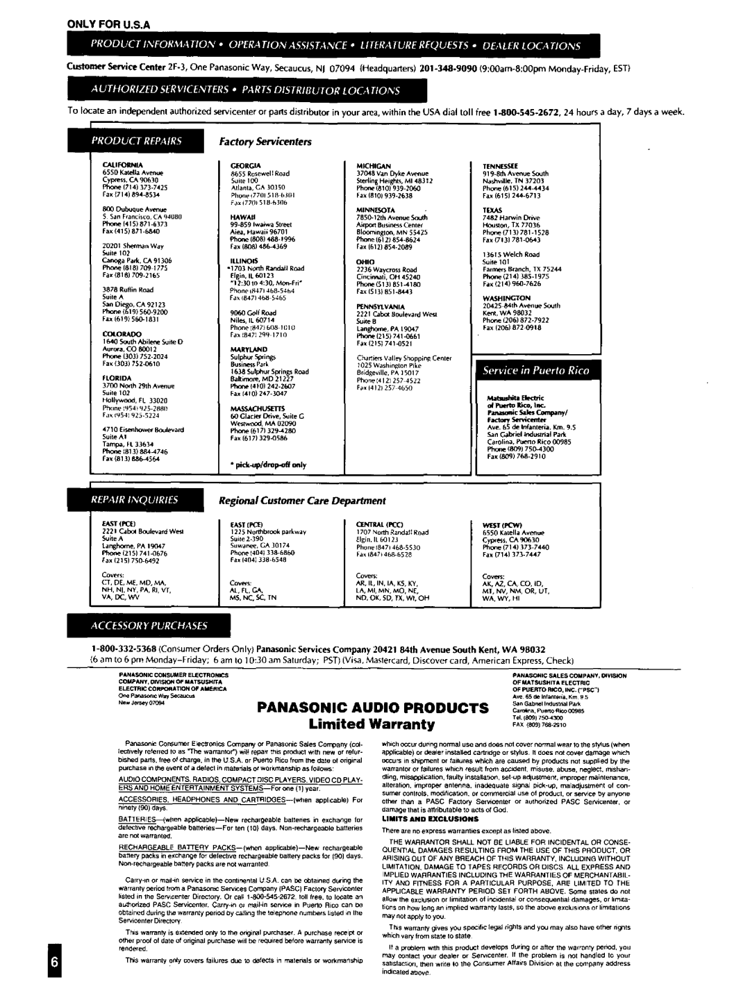 Panasonic SL-S230, SLS225, SLS321C, SLS332C, SLS221C, SLS220 manual 