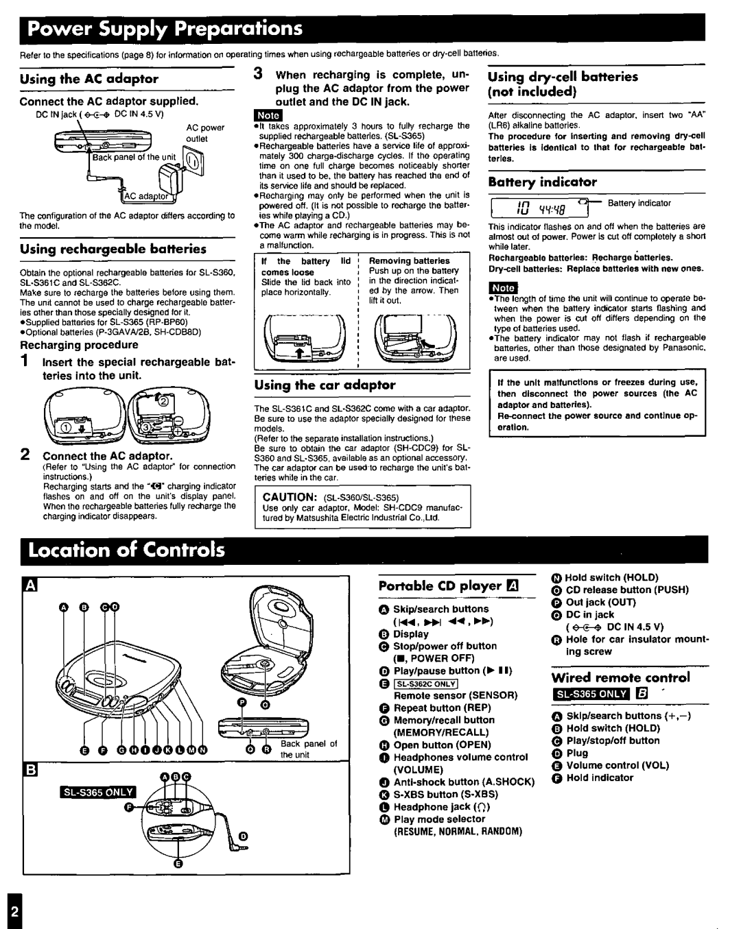 Panasonic SL-S362C, SL-S361C, SL-S360, SLS365 manual 